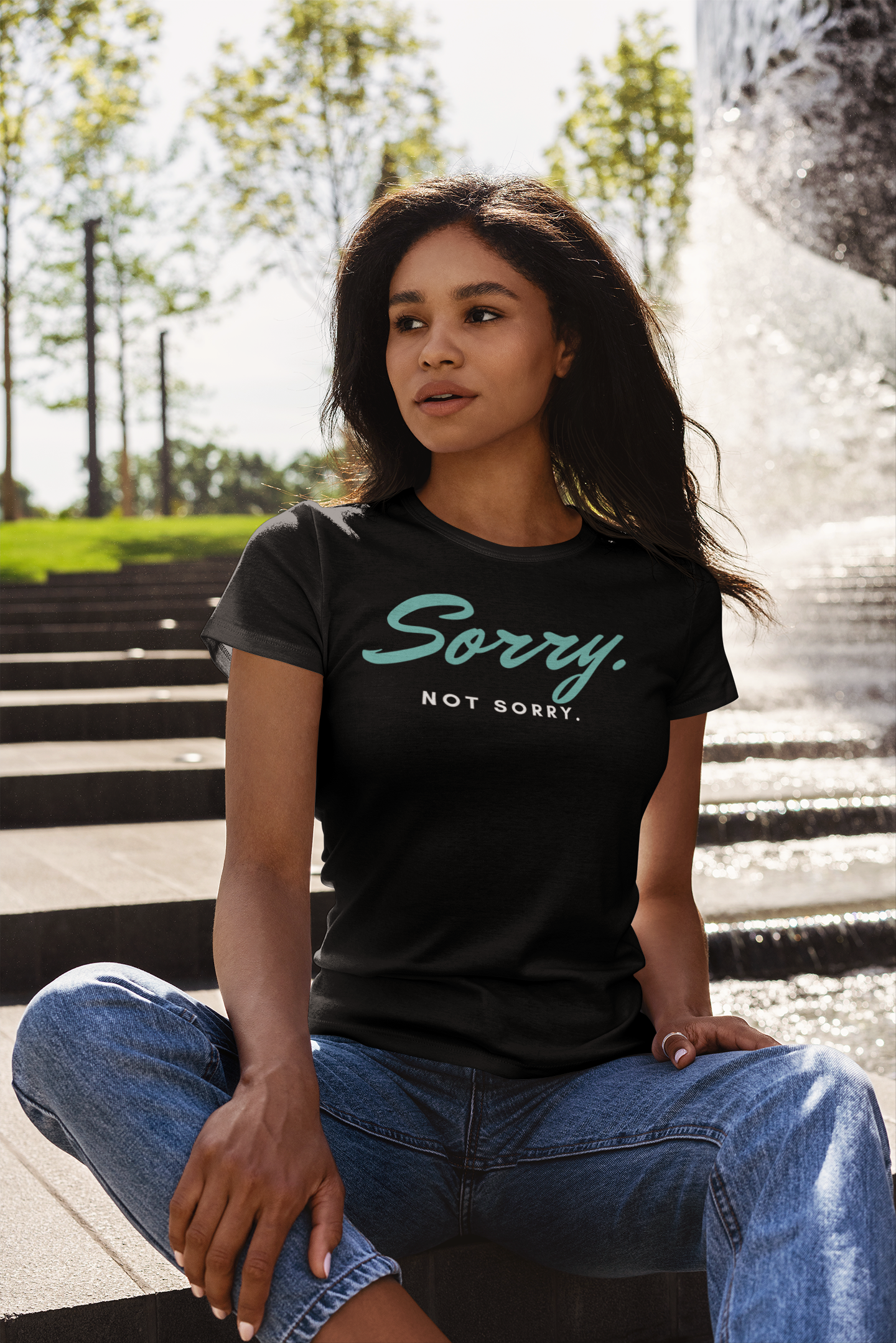 Sorry. Not Sorry Round Neck Short Sleeve T-Shirt shop Tees TOPS